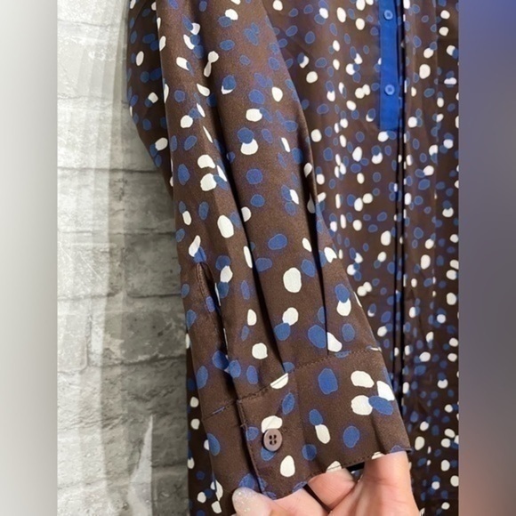 3/$30 _ COLLECTIVE CONCEPTS | dark brown shift dress blue polka dots Medium - Picture 10 of 10